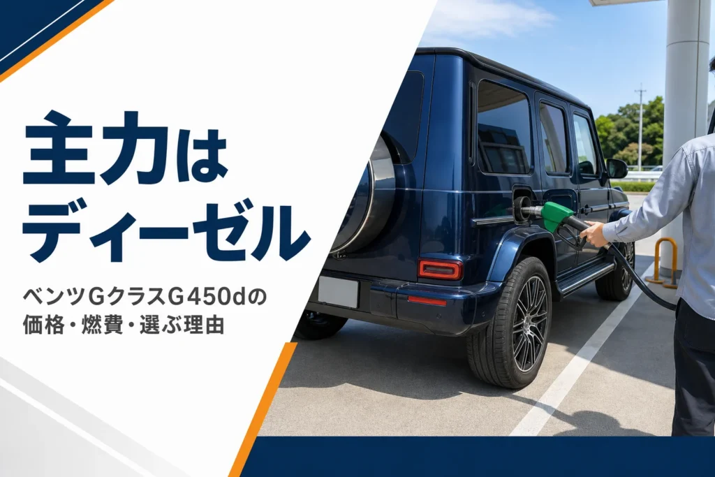 四角いSUVに軽油を給油する様子を写したGクラスG 450 dの記事のアイキャッチ
