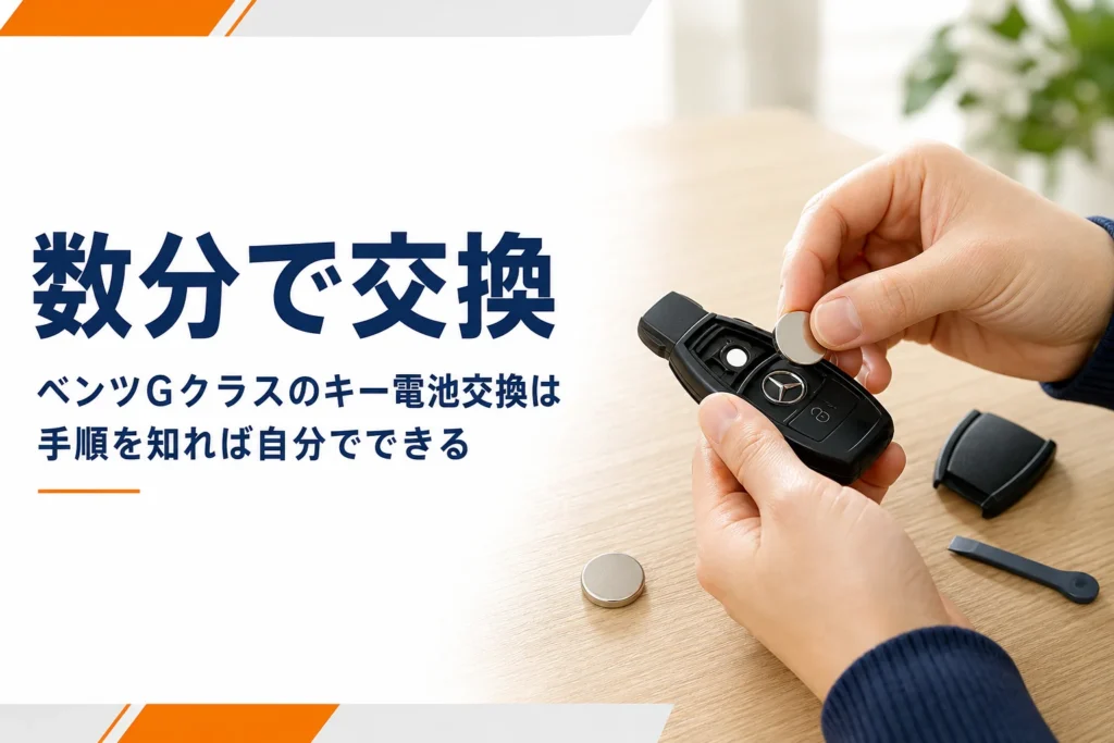 スマートキーのカバーを外してボタン電池を交換している手元のアイキャッチ