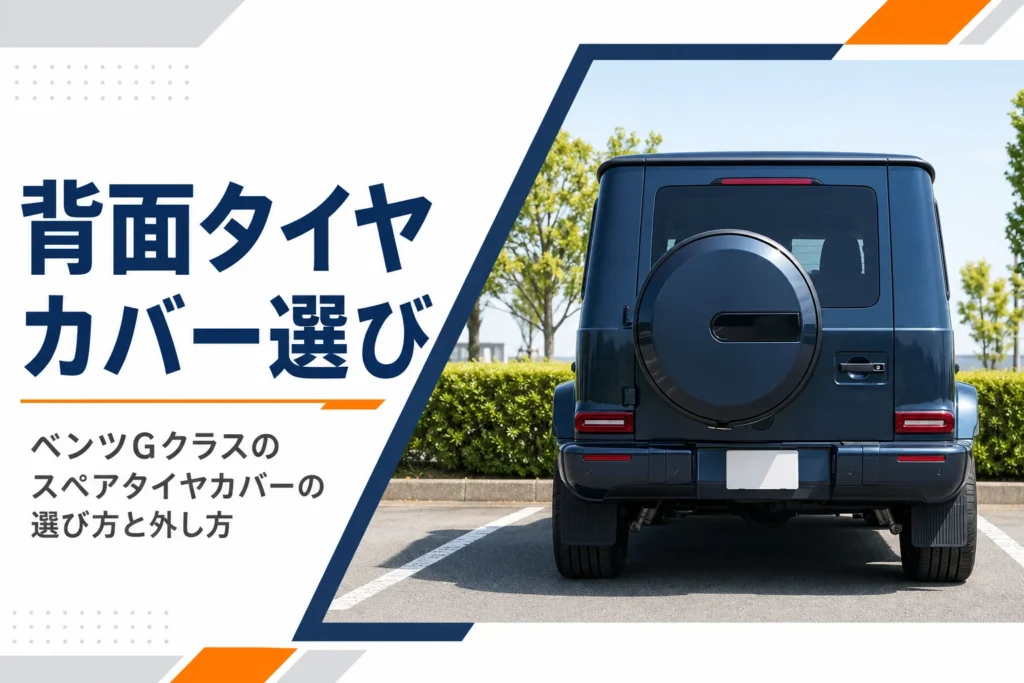 背面ドアにスペアタイヤカバーを付けた角ばったSUVの後ろ姿