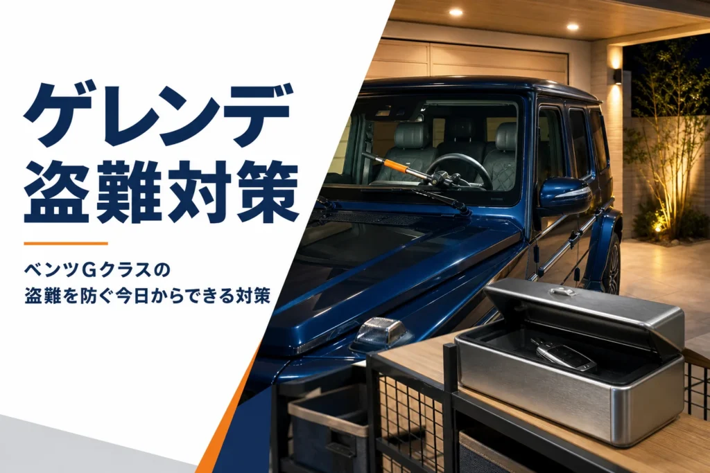 大型SUVのハンドルにハンドルロックを掛けた車内の様子