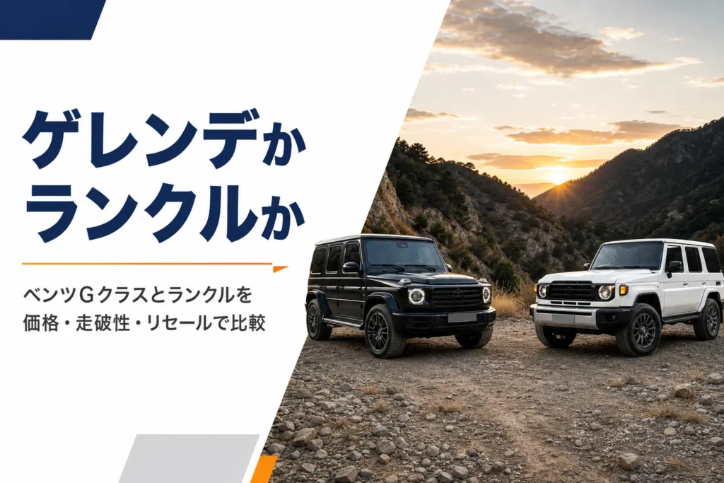 山あいの未舗装路に停まった黒と白の大型オフロードSUV